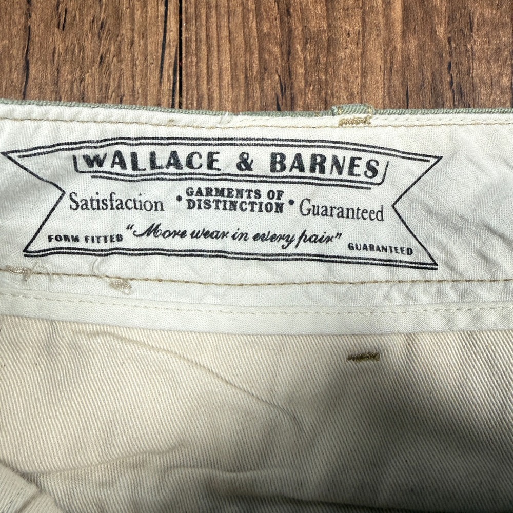 Wallace & Barnes Officer Chino Pant Mens 32x32 Sage Green Field Cotton Trousers - Picture 3 of 13